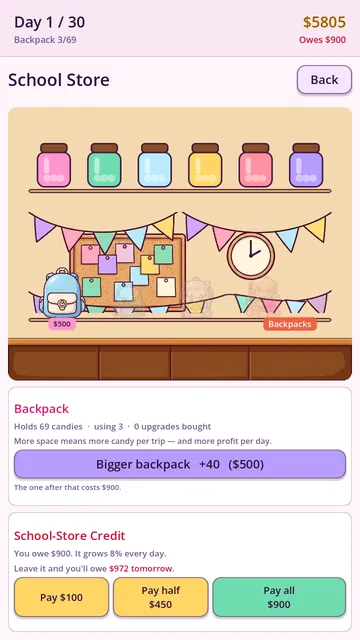 The School Store — backpack upgrades and credit