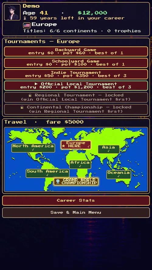World map — a career across six continents